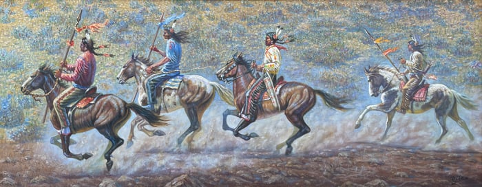 LARGE GREGORY PERILLO NATIVE AMERICAN PAINTING