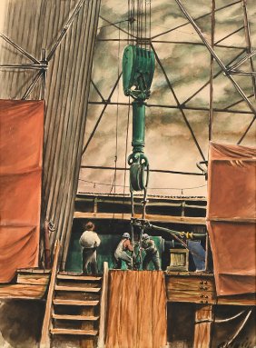 WPA-ERA OIL DRILLERS PAINTING BY GILPIN