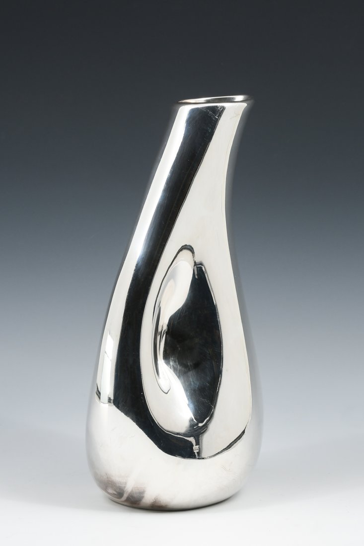 PERETTI STERLING TEARDROP WINE CARAFE FOR TIFFANY: ELSA PERETTI STERLING TEARDROP WINE CARAFE FOR TIFFANY & Co: 10.75" h., approximately 30 troy ounces, vermeil lining, marked on the base Elsa Peretti in script, Tiffany & Co, A.G. 925 Italy.