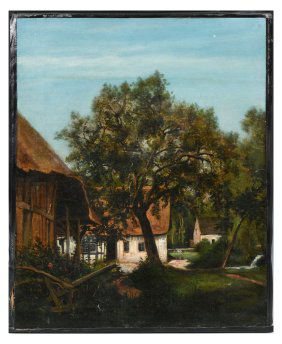 EXCEPTIONAL EUROPEAN COUNTRY VILLAGE PAINTING