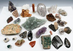 LARGE COLLECTION OF FOSSILS AND AMBER