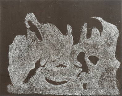 MARK TOBY ETCHING "THE AWAKENING NIGHT": TOBEY, Mark, (American/Swiss, 1890-1976): "The Awakening Night", Etching, sight size 13" x 16", pencil signed lower right, marked HC lower left, framed, 28" x 33.25".