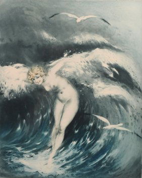 VINTAGE RARE ICART ETCHING "VENUS IN THE WAVES"