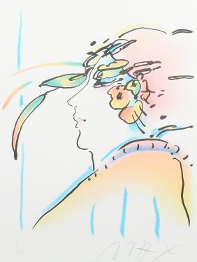 PETER MAX LITHOGRAPH "LADY WITH FEATHERS"