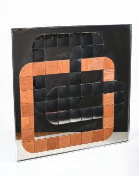 MID-CENTURY MODERN HAL BIENENFELD OP ART MIRROR