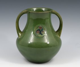 MOORCROFT SIGNED DOUBLE HANDLED FLAMMINIAN VASE