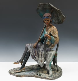 MAIMON CAFE CARNIVALE BRONZE WOMAN WITH PARASOL