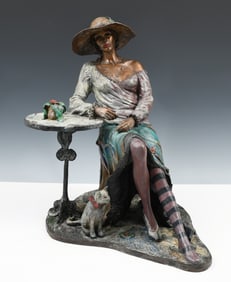 ISAAC MAIMON CAFE CARNIVALE BRONZE WOMAN WITH CAT