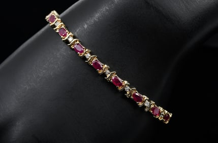 14K GOLD RUBY & DIAMOND BRACELET