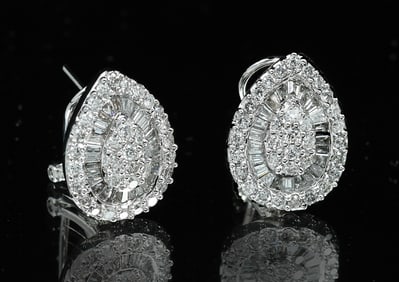 14K NAVETTE SHAPED DIAMOND EARRINGS