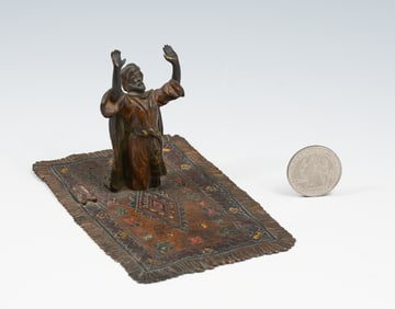 BERGMAN? COLD PAINTED BRONZE OF ARABIC MAN PRAYING