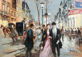 PARISIAN STREET SCENE PAINTING SIGNED BOLDINI