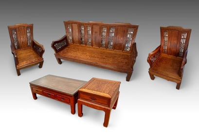 5 PC. CHINESE CARVED PARLOR SUITE