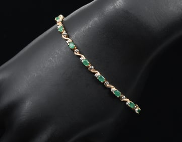 10K EMERALD & DIAMOND BRACELET