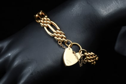 VINTAGE 18K CHARLES GREEN & SONS HEART BRACELET