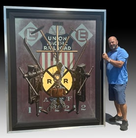 STUNNING MASSIVE GARY ERBE RAILROAD THEMED PAINTIN