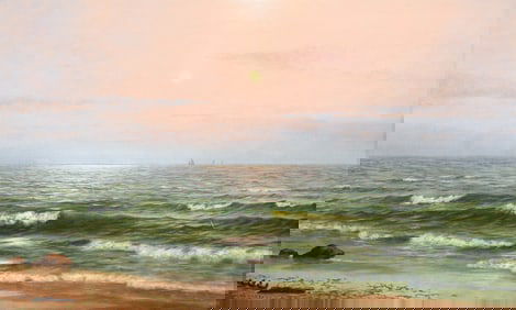 WILLIAM KEANE SUNSET AT THE BEACH PAINTING