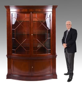 HUGE BAKER FURNITURE BOWFRONT CHINA CURIO CABINET