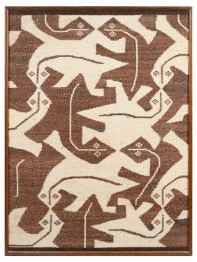 M.C. ESCHER-TYPE TEXTILE WITH LIZARD MOTIF
