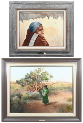 2PC. JOHN BROOKE MAGINNIS SOUTHWESTERN PAINTINGS