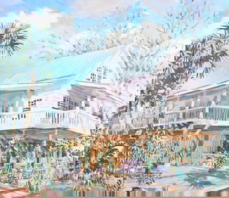 ARSENAULT FLORIDA PAINTING OF HOUSE ON STILTS