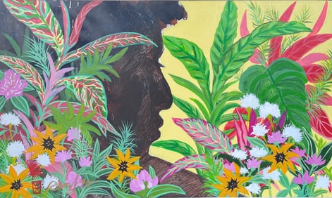 JAMES RENFRO PAINTING OF NATIVE IN THE JUNGLE