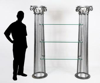 WROUGHT IRON & GLASS PILLAR DISPLAY