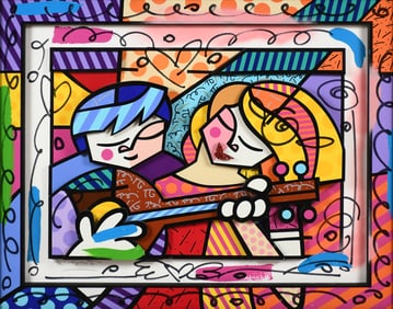 ROMERO BRITTO 3-D PAINTED ARTWORK