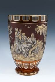 FINELY DECORATED GERMAN W. HERRMANN GLASS VASE