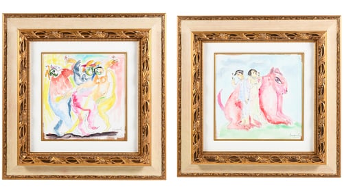 TWO MARK KANOVICH WATERCOLOR PAINTINGS