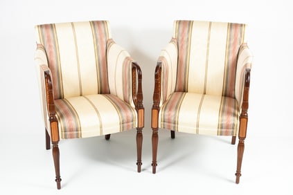 2 SOUTHWOOD SHERATON STYLE INLAID MAHOGANY CHAIRS
