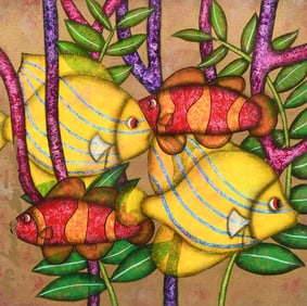 LUIS SOTTIL MIXED MEDIA "LITTLE COLORS OF THE SEA"