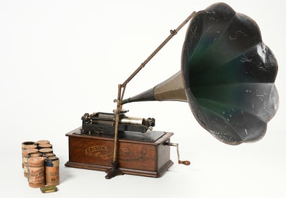 EDISON CYLINDER PHONOGRAPH PLAYER WITH ROLLS
