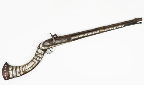 INLAID AFGHAN JEZAIL FLINTLOCK RIFLE