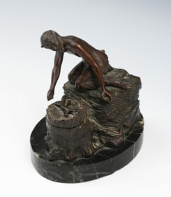 BRONZE SATYR INKWELL