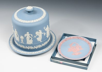 BLUE WEDGWOOD JASPERWARE CHEESE CLOCHE