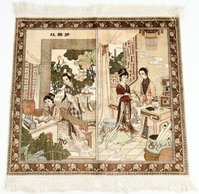 FINE CHINESE YILONG "DREAM OF RED MANSIONS" SILK TAPESTRY