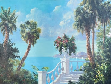 ART FRONCKOWIAK ITALIAN VERANDA VIEW PAINTING