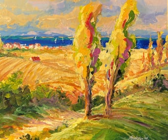 ART FRONCKOWIAK PAINTING SPANISH POPLARS