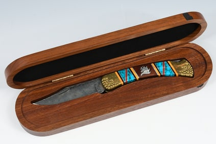 DAVID YELLOWHORSE STALLION LOGO LOCKBLADE KNIFE