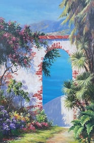 ART FRONCKOWIAK LAKE COMO VILLA PAINTING