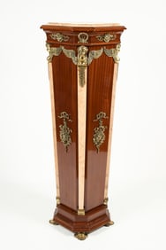 METAL MOUNTED MARBLE TOP PEDESTAL