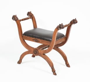 CARVED ANIMAL HEAD WINDOW SEAT