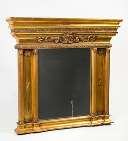 CARVED GILTWOOD OVERMANTLE MIRROR