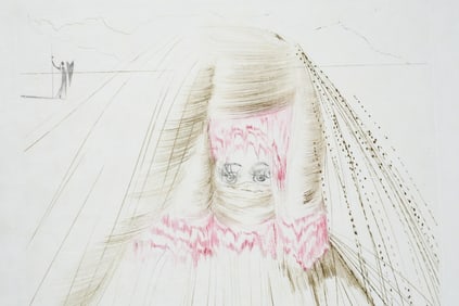 SALVADOR DALI DRYPOINT "THE QUEEN WITH SILK TUNIC"