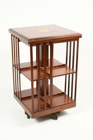 MARQUETRY INLAID REVOLVING BOOKCASE