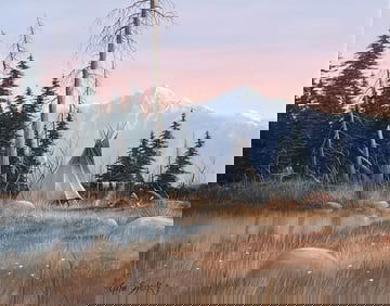 GENE SPECK "CAMP ON THE RIDGE" PAINTING