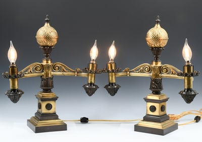 PAIR OF 19TH-CENTURY B. GARDINER ARGAND LAMPS