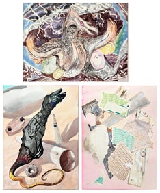 THREE ABSTRACT STANLEY WILSON WATERCOLOR PAINTINGS