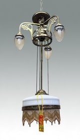 VICTORIAN 4- LIGHT BRASS CHANDELIER